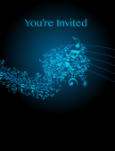 You're Invited! Blue Colored Music Themed Party Invitation