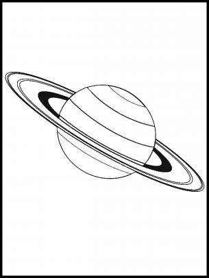 Saturn Coloring Sheet - Line drawing of Saturn amd the rings around the planet ready to color it in...