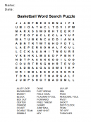 Basketball Word Search Puzzle