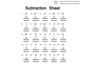 Worksheets Subtraction