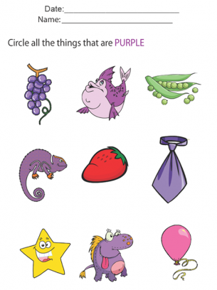 Kids Worksheets Purple items