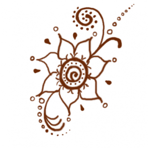 Printable Brown Flower Henna Tattoo