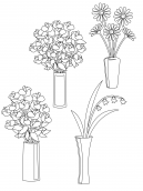 Flowers in a Vase Coloring Sheets