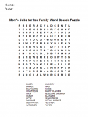 Word Find Puzzles - Mom's Jobs for her Family Word Search Puzzle