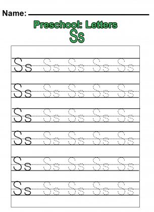 Preschool "S" Practice Worksheet