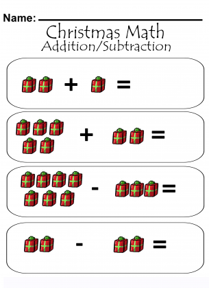 Christmas Addition/Subtraction Math Worksheets