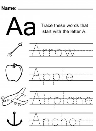 Trace the Letter A Worksheet