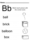 Match The Letter B Worksheets