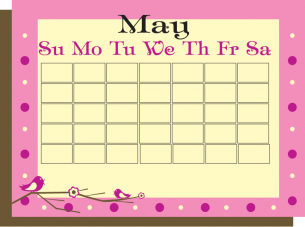 Blank Calendar Printable with a pink border that you can use for mothers day
