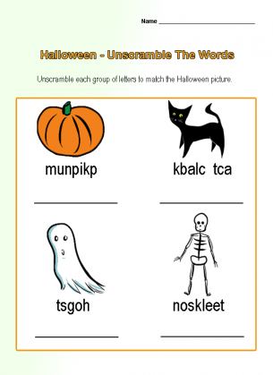 Halloween Unscramble Worksheets