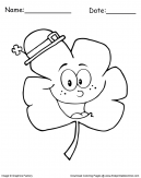 Clover Leaf With Hat Coloring Sheet