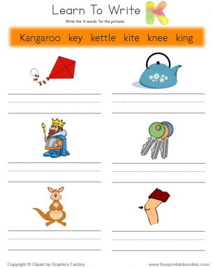 Learn To Write - Words That Start With K
