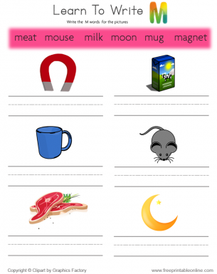 Learn To Write - Words That Start With M