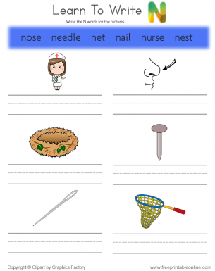 Learn To Write - Words That Start With N