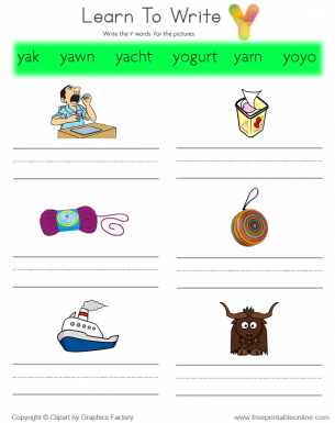 Learn To Write - Words That Start With Y
