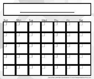 Cloud Blank Calendar - Can be used on any month of the year