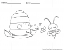 Bee and Honey Coloring Page