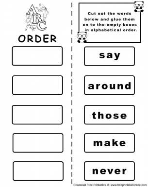 Alphabet Order Worksheet Set 7
