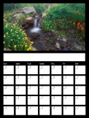 New April Blank Printable Monthly Calendar - Beautiful mountain stream