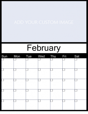 Newly Personalized February Blank Calendar ready to add your own styling