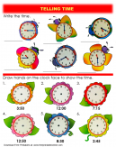 Flower and Bugs Telling Time Worksheet - Write the tme in these examples - Draw the hand on these examples