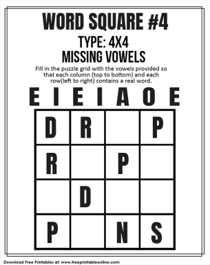 Vowels Word Puzzle Kids Worksheet