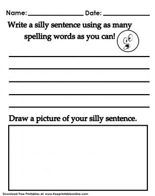 Silly Sentence Worksheet - Write A Silly Sentence The Draw Your silly Sentence - Fun Sheet