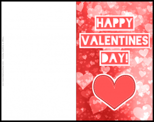 Valentines Day Printable Card - Red and white with 'Happy Valentines Day!' as the title.. and a big red heart