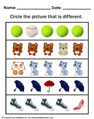 Circle the Different Picture Worksheet - Circle the picture that is different.