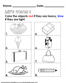 Comparing Heavy Vs Light Object Kids Worksheet - Color the objects that are heavy