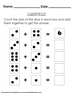 Basic Addition using Dots Kids Activity - Preschool Worksheet
