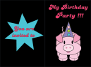 Pink Party Hat Birthday Invitation