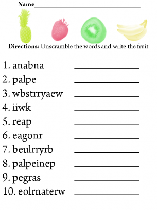 Unscramble Fruit Names 