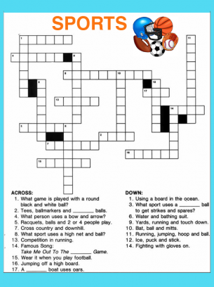 Christmas Crossword Puzzles on Sports Crossword Puzzle