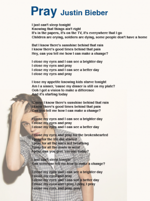Justin Bieber Pray Lyrics Sheet