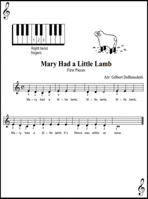 Mary Had A Little Lamb Piano Sheet