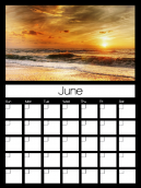 June summer Blank Calendar with a summer theme as the header image