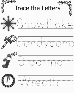 Trace the Letters Christmas Worksheets 2