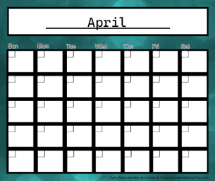 Monthly Calendar April that can be use for any year - Green bubbles