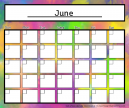 Colorful Monthly Calendar June  that can be use for any year or month