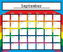 Rainbow Monthly Calendar September Blank ready to be used for any year