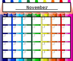 Rainbow Monthly Calendar November 
