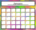 Rainbow Monthly Calendar January