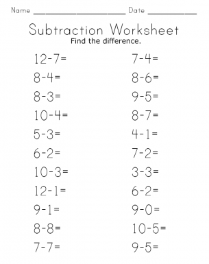 Subtraction Worksheet