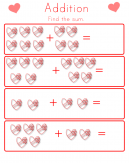 Addition Worksheets for Valentine's Day