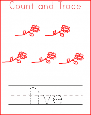 Valentine's Worksheets Trace Five