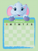 February Elephant Printable Calendars so you will never forget the date