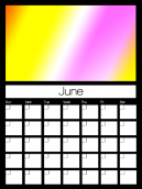 Printable with a rainbow stripe for June - Monthly Calendars - Blank for use in any given year