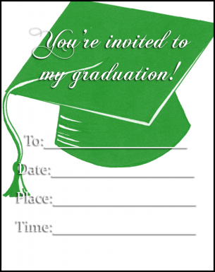 Green Cap Graduation Invitations