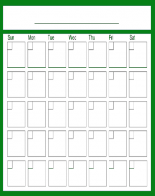 Green Monthly Calendars